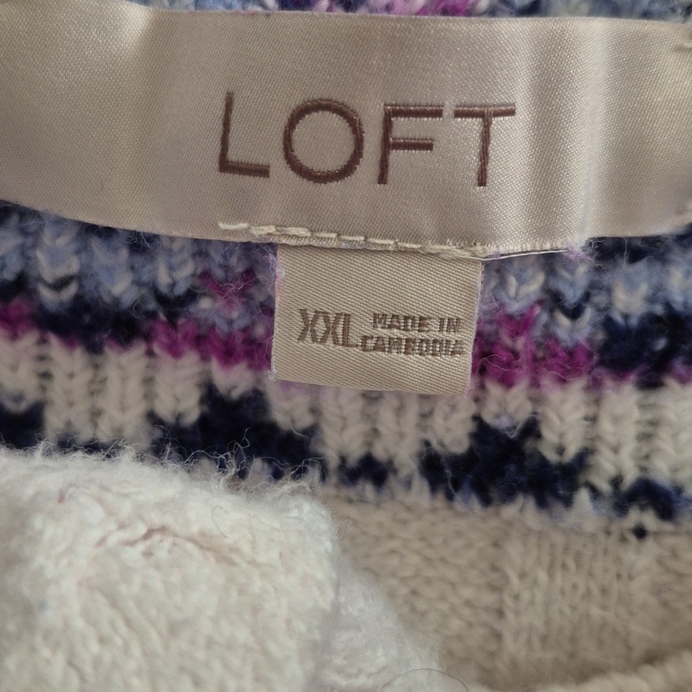 Ann Taylor LOFT Womens Fair Isle Nordic Cabincore Ski Cable Knit SzXXL.($1265) - Picture 12 of 16